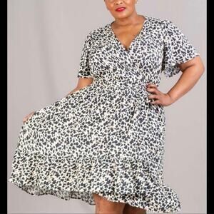 Rachel Roy Plus Size Leopard High Low Faux Wrap Dress 2X see description